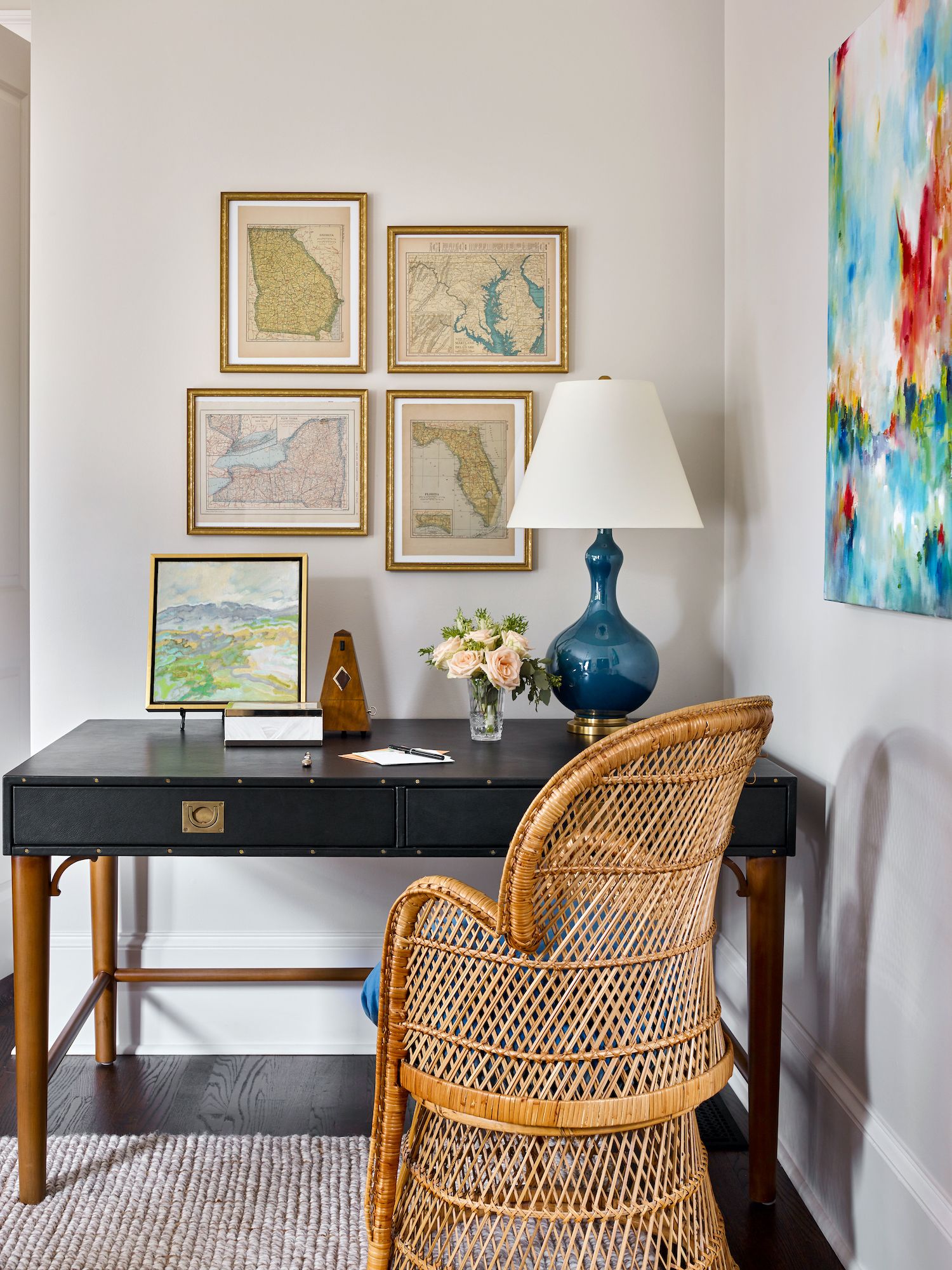 living room with desk